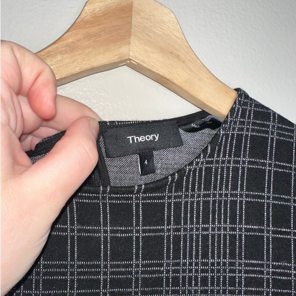 Theory Rijik Plaid Short Sleeve Career Dress Black White Size 4 - Picture 4 of 7